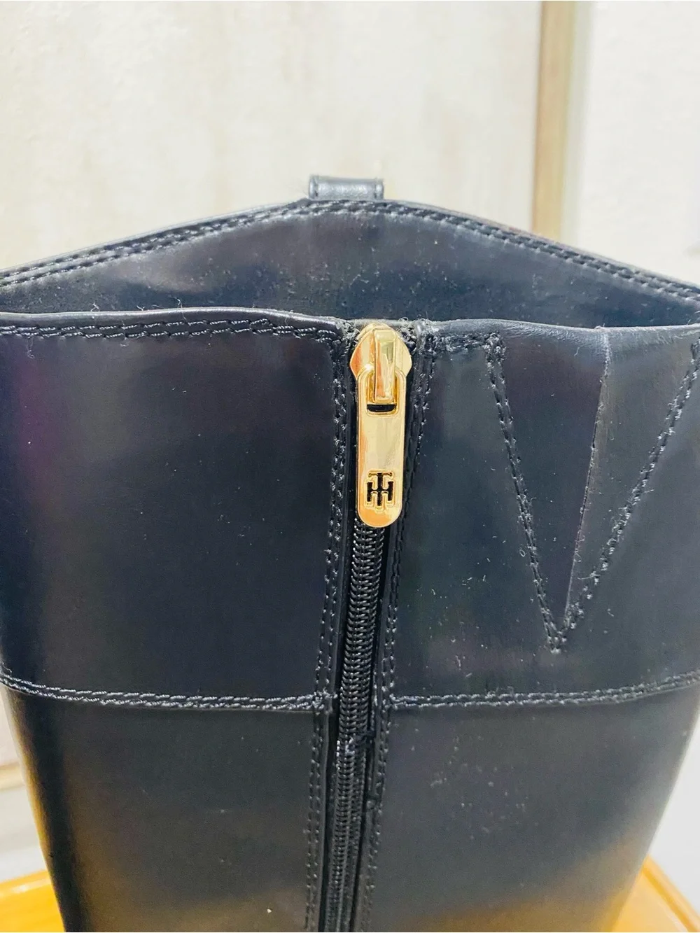Tommy Hilfiger Black Over-the-Knee Leather Boots Size 6.5